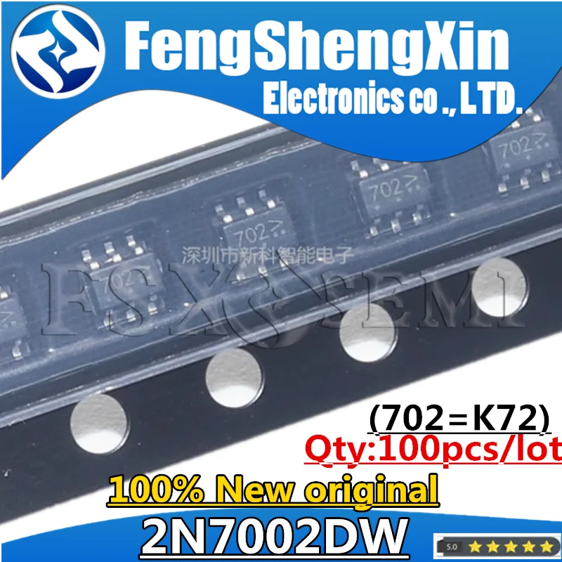 

100pcs/lot New 2N7002DW-7-F 2N7002DW L2N7002DW1T1G SOT363 K72 702 DUAL N-CHANNEL ENHANCEMENT MODE FIELD EFFECT TRANSISTOR