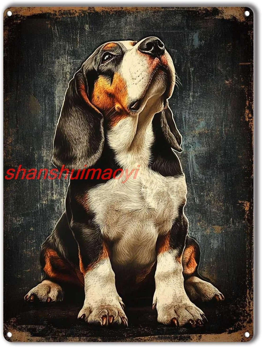 Металлическая жестяная вывеска Ангельская бассет-хаунд в молитве для спальни