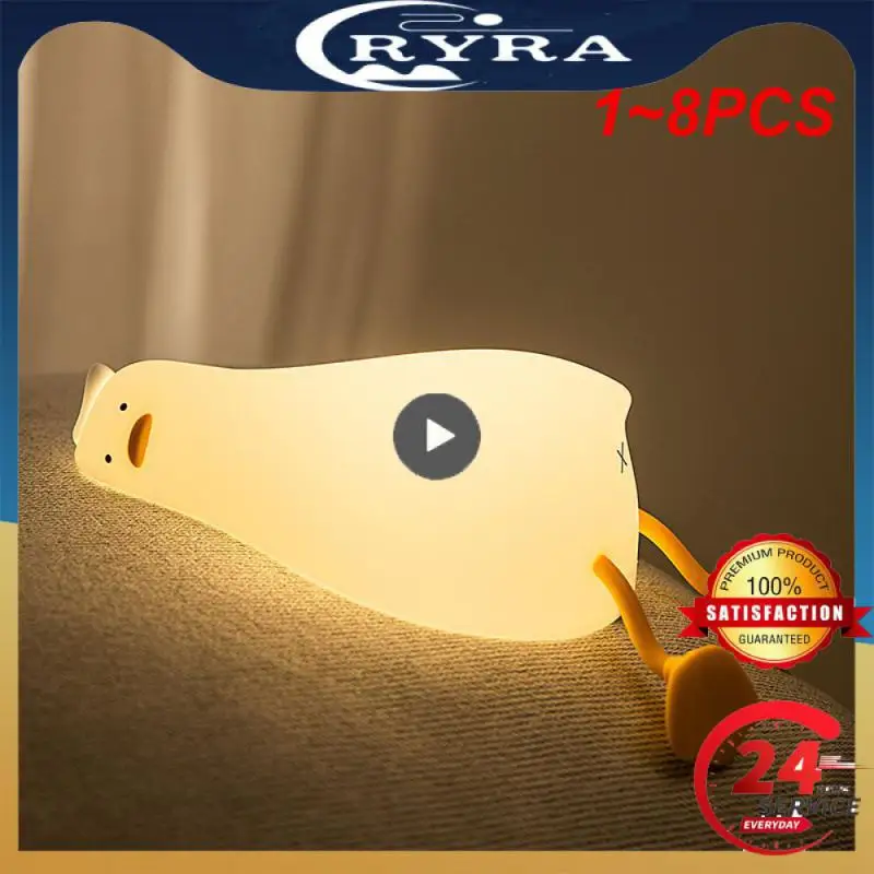 

1~8PCS Duck Nightlights Led Night Light Duckling Rechargeable Lamp USB Cartoon Silicone Children Kid Bedroom Decoration Birthday