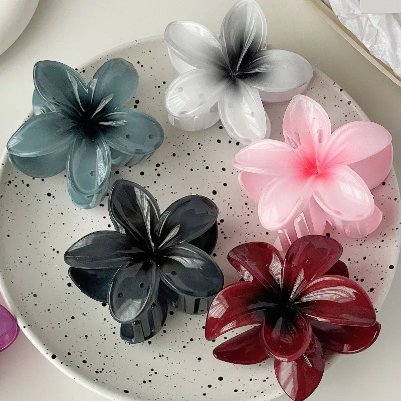 Заколки для волос с красным градиентом и цветком женщин заколки в богемном стиле