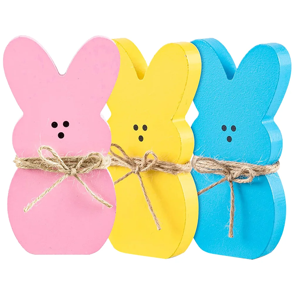 

Easter Bunny Wooden Table Decor Sign Rabbit Wood Spring Decorations Signs Shape Tray Decoration Tiered Centerpiece Ornaments