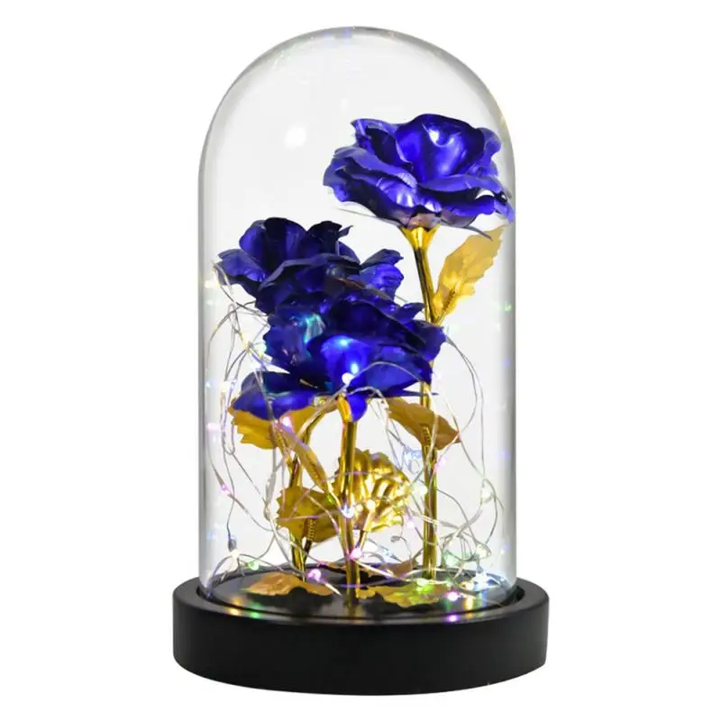 

Rose In Glass Dome Eternal Flower In Glass Dome Mother's Day Rose Gifts With LED Lights And Wooden Base For Wedding Anniversary