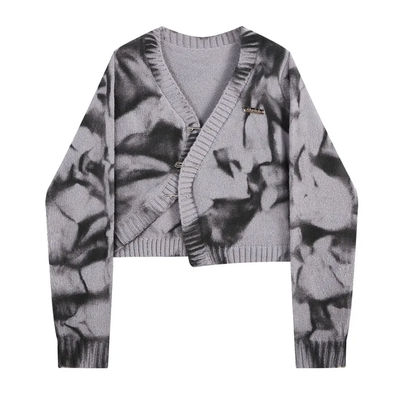 

Женский трикотажный кардиган с V-образным вырезом и длинным рукавом