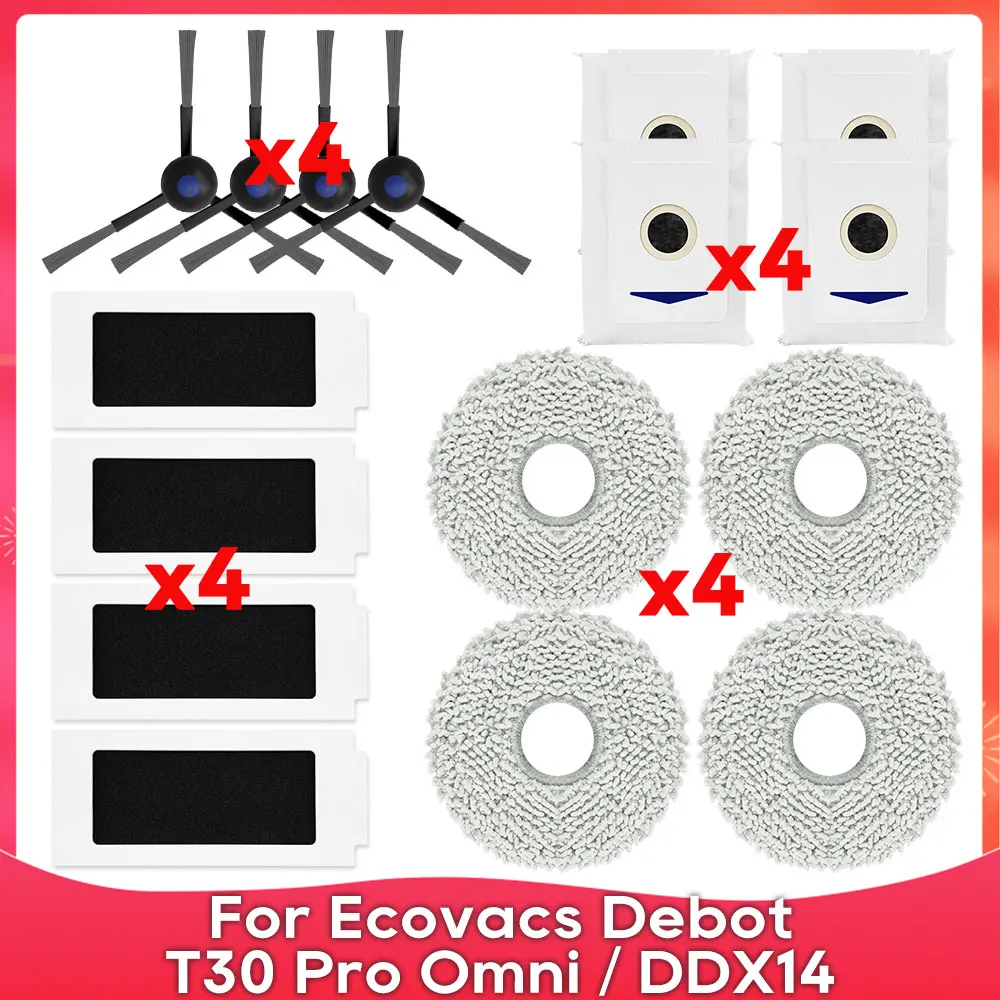 

Совместимо с ( Ecovacs T30 Pro Omni, T30 Omni, Yeedi M12 Pro+, M12 Ultra Plus ) Основная и боковая щетка, фильтр, швабра, мешок для пыли, аксессуары