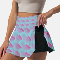 womens tennis pleated skirt with 2 pockets high waist double layer anti exposure fitness skirt badminton golf pleated skirt