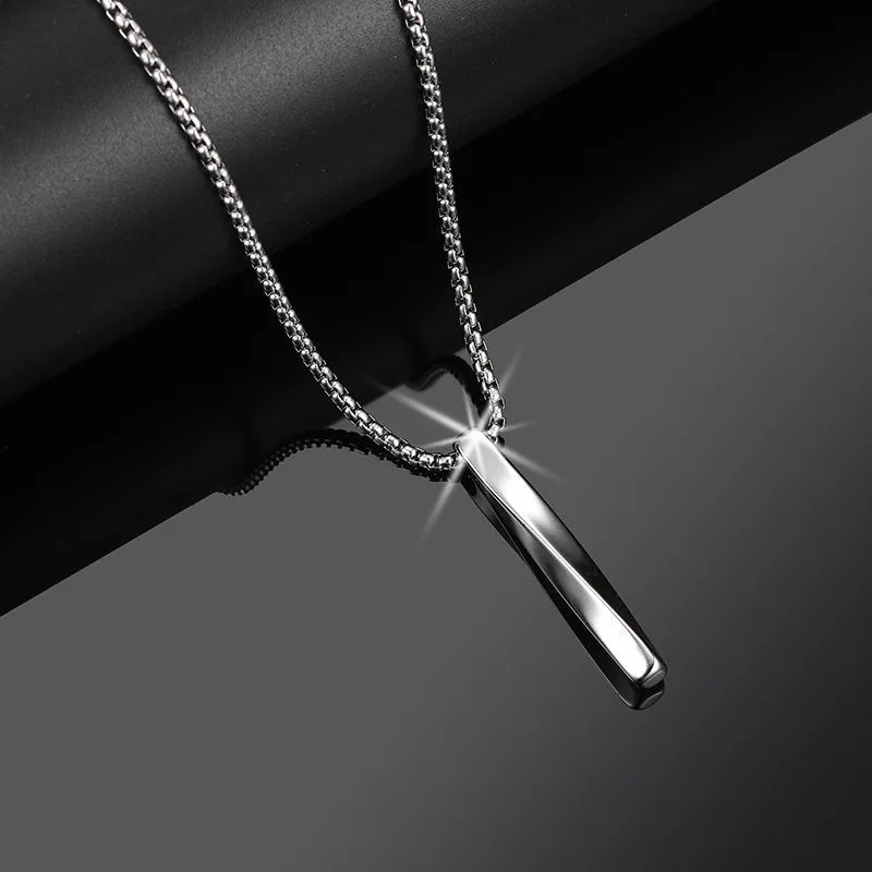 

Silver Color Men Spiral Necklace for Women Fashion Men Rectangle Pendant Necklace Trendy Simple Chain Spiral Necklaces Gifts New