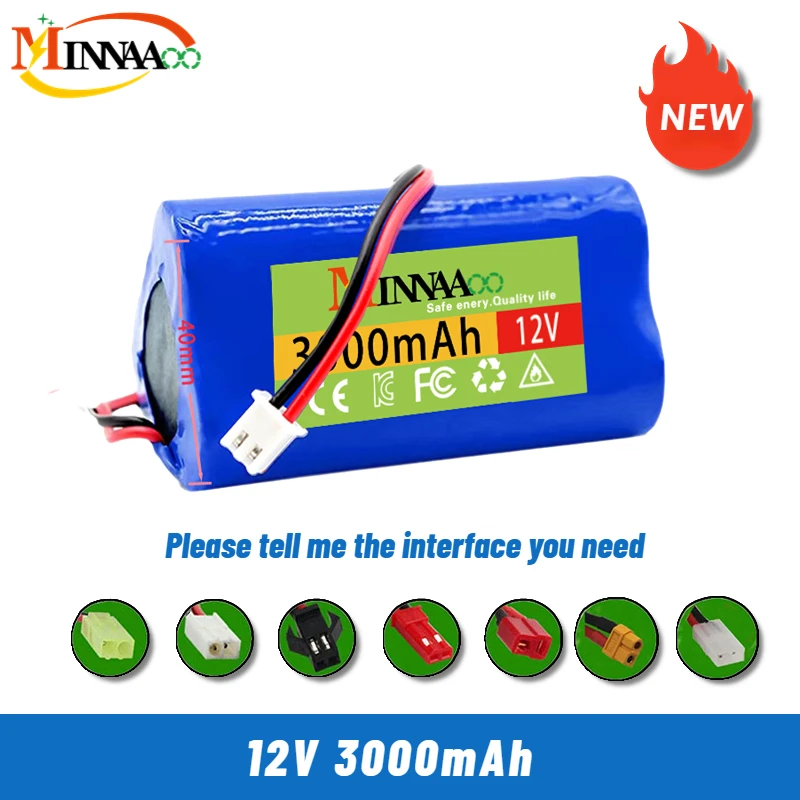 

12V 3000mAh 3S 18650 New Lithium Battery for Udi U12A Syma S033g Q1 H100 H101 H102 FT009 RC Boat Model Parts EL-2P/SM/JST Plug/T