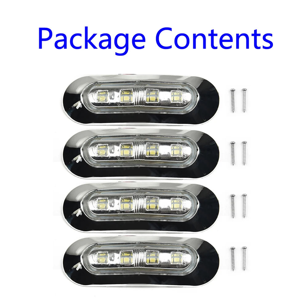 

4pcs Marine Boat LED Courtesy Lights Cabin Deck Walkway Stair Light White 12V -24V Built-in 3825 SMD LED Bulbs