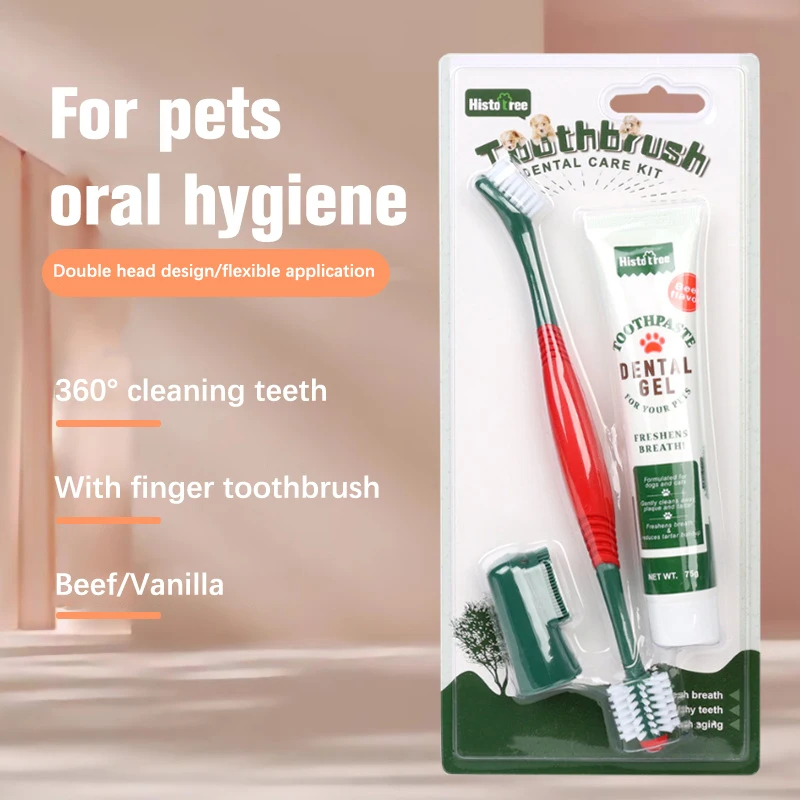 

Pet Toothpaste Toothbrush Set Pet Healthy Edible Toothpaste With Toothbrush Dog Cats Mouth Teeth Cleaning Care Vanilla Beef