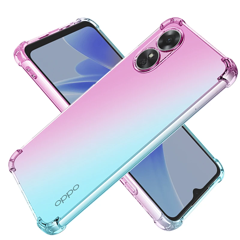 

Phone Case for Oppo A17,Hybrid Gradient Built-in 4 Reinforced Shock-Absorbing Corners Bumper Anti-Fingerprint Dustproof Cover