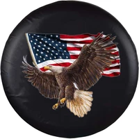 spare tire cover wheel cover with american eagle usa flag pvc leather waterproof fit for jeep trailer rv suv camper vehicle
