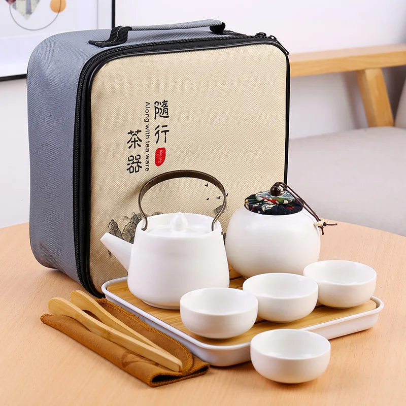 

Ceramic Kung Fu Tea Set, Tea Tray, Portable Travel Bag, Portable Travel Tea Set, Tea Ceremony Set, Tea Se
