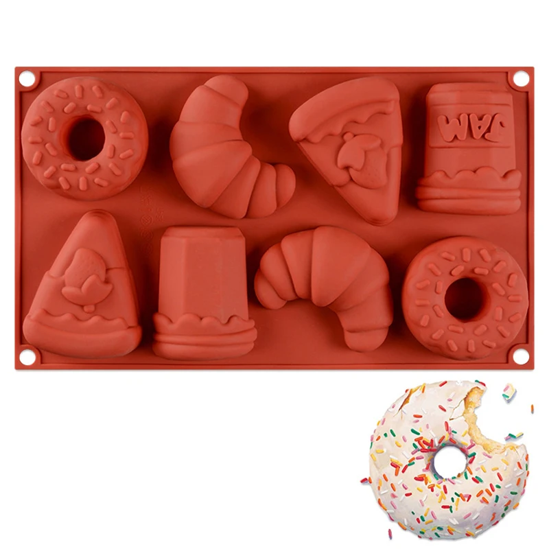 

8 Cavity Hollow Donuts Silicone Cake Mold for Chocolate Mousse Dessert Pastry Ice Cream Baking Mould Bakeware Decorating Tools