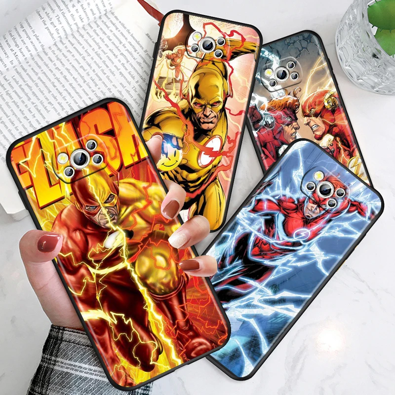 

Superhero Flash Cute For Xiaomi Poco M4 X4 GT X3 F3 GT NFC M3 C3 Pro Mi Mix3 Silicone Black Phone Case
