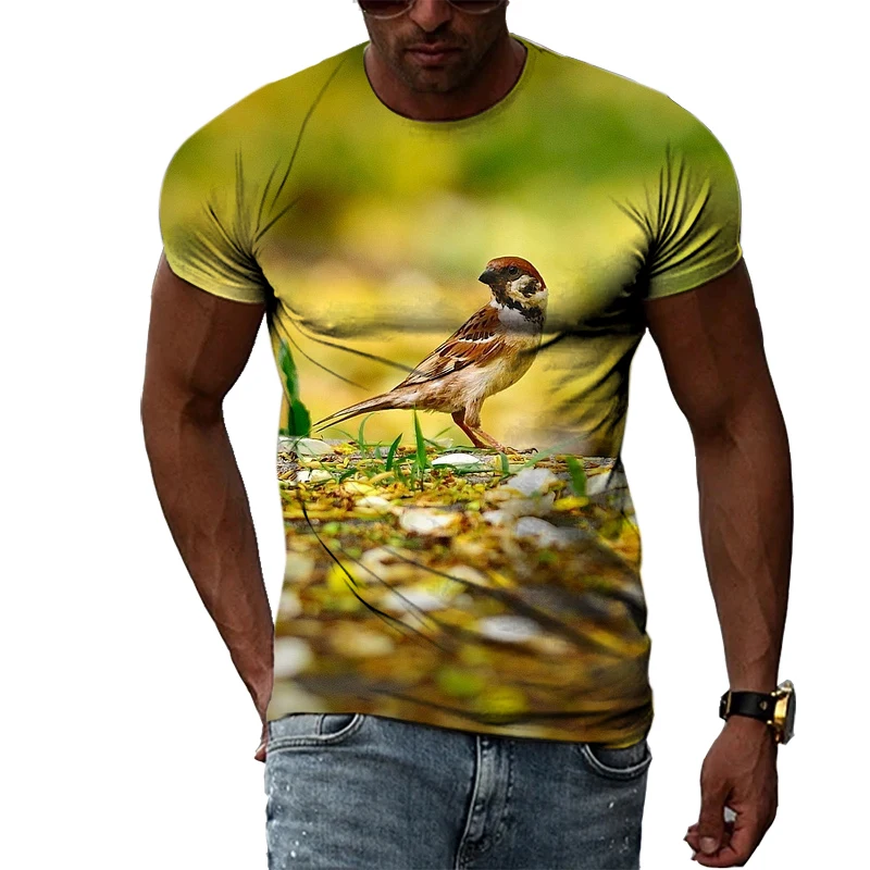 

2022 Zomer Persoonlijkheid Smaak Sparrow Creatieve Patroon T-Shirt Herenmode Casual Harajuku Stijl Gedrukt Korte Mouw T-sh