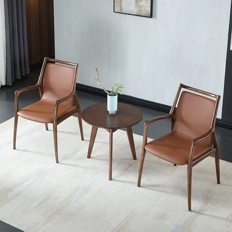 

Minimalist Comfortable Dining Chairs Wood Armrest Kitchen Bedroom Lounge Chair Modern Balcony Floor Cadeira Furniture GPF40XP