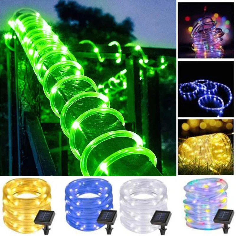 50/100 LEDs Solar Powered Rope Tube String Lights Outdoor Waterproof Fairy Lights Garden Garland For Christmas Yard Decoration