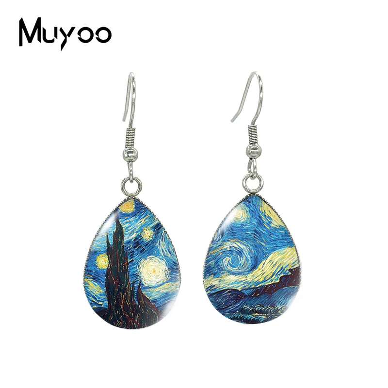 2022 новые картины Ван Гога Звездная ночь серьги-капли Подсолнух рыба крючок
