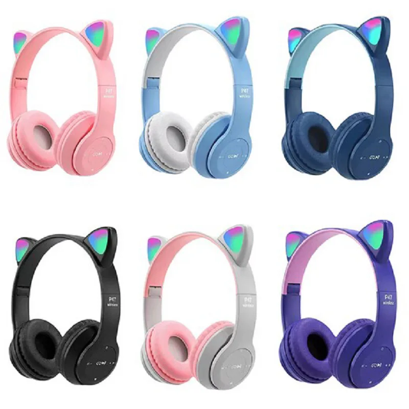 

Wireless Headphones Sport Hifi Sports Headphones Foldable Cat Ear Earphones 5.0 Led Light Headset Headset