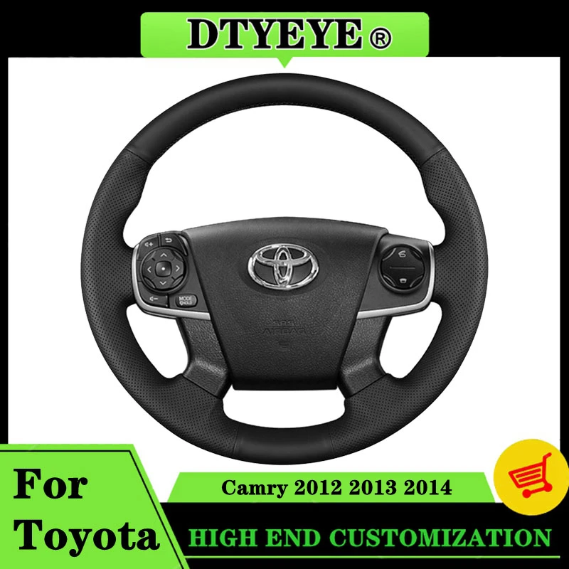 

Индивидуальный чехол на рулевое колесо автомобиля для Toyota Camry 2012-2014 Аксессуары для салона автомобиля Оплетка рулевого колеса из натуральной кожи