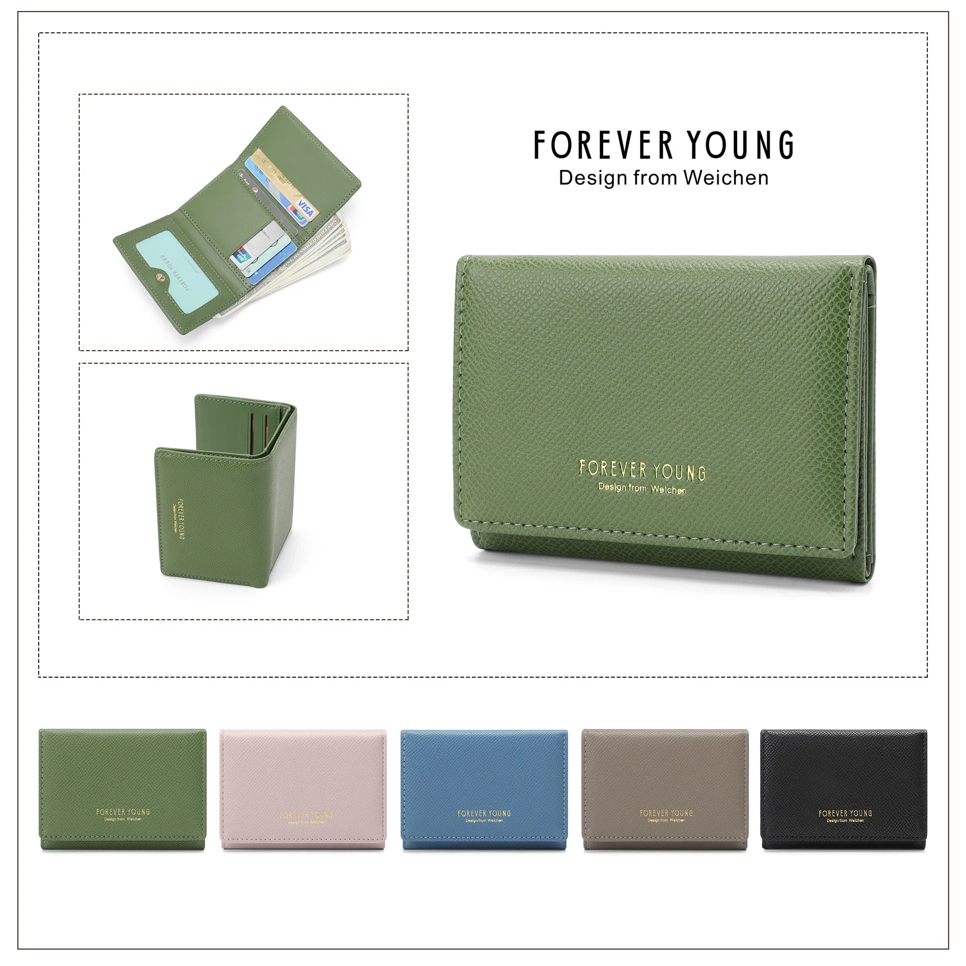 

Женская сумка из искусственной кожи, модный симпатичный кошелек, дизайнерский кошелек с застежкой, милый держатель для кредитных карт, женс...