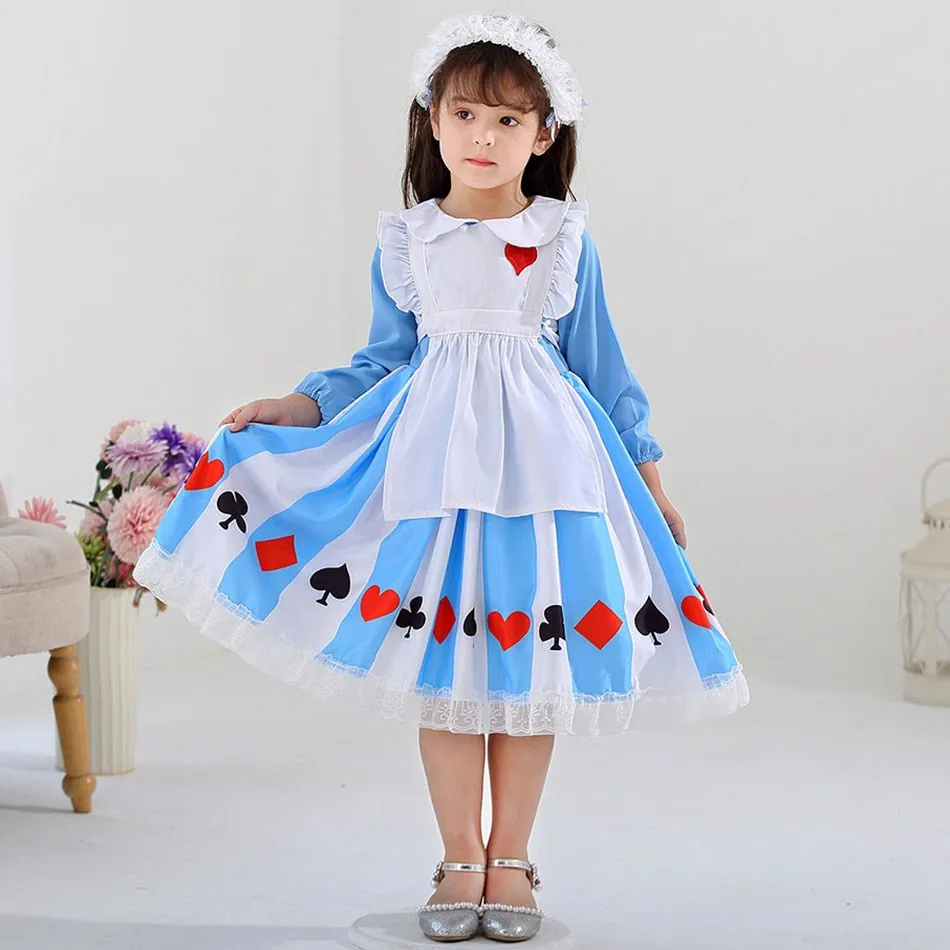 

Baby Girl Birthday Party Costume Girls Princess Dress Kids Alice In Wonderland Costume Alice Dress Children Halloween Costumes