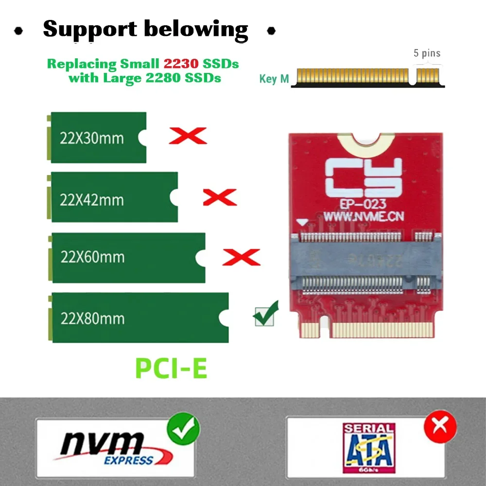 Фото Комплект обновления платы адаптера ROG Flow X13 NVME PCIE4.0 M2–2280, обратная совместимость M-Key 22x30–22x80 мм для расширения хранения №4