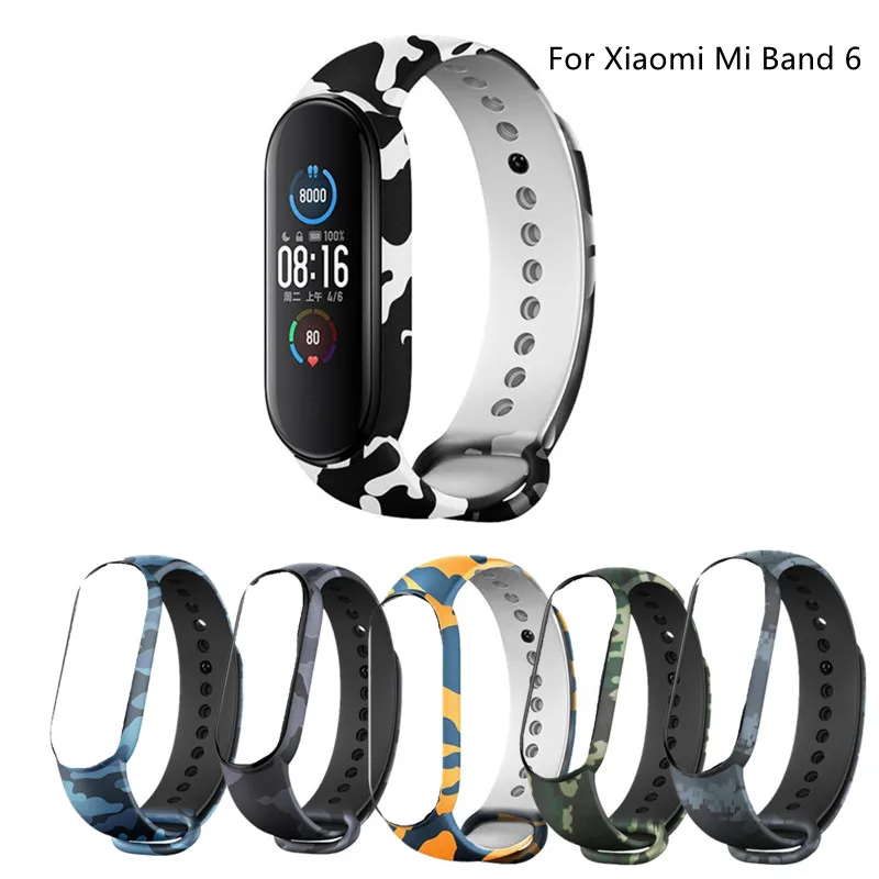 For Mi Band 4 5 6 Silicone Bracelet TPU Strap Camouflage Strap Replacement Wristband For Mi Band Sports Waterproof Watch Band