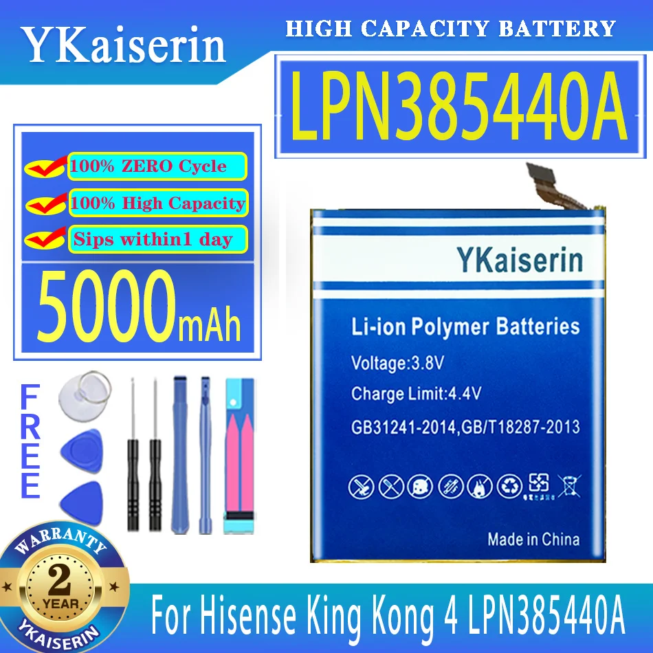 

Аккумулятор ykaisin 5000 мАч для Hisense King Kong 4 Kong4 LPN385440A 385440 HLTE213T Bateria