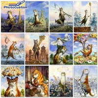 photocustom modern painting by numbers handpainted animals picture drawing cats diy paint by numbers for adults home decor