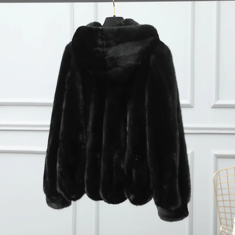 

coat short Mink fur leather 2023 women's clothing outerwear coats new winter jacket hooded suede