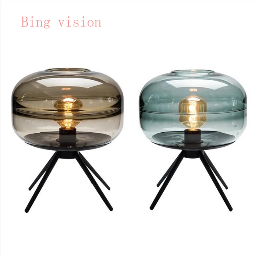 Lámpara de mesa de cristal americana, moderna, creativa, para mesita de noche,...
