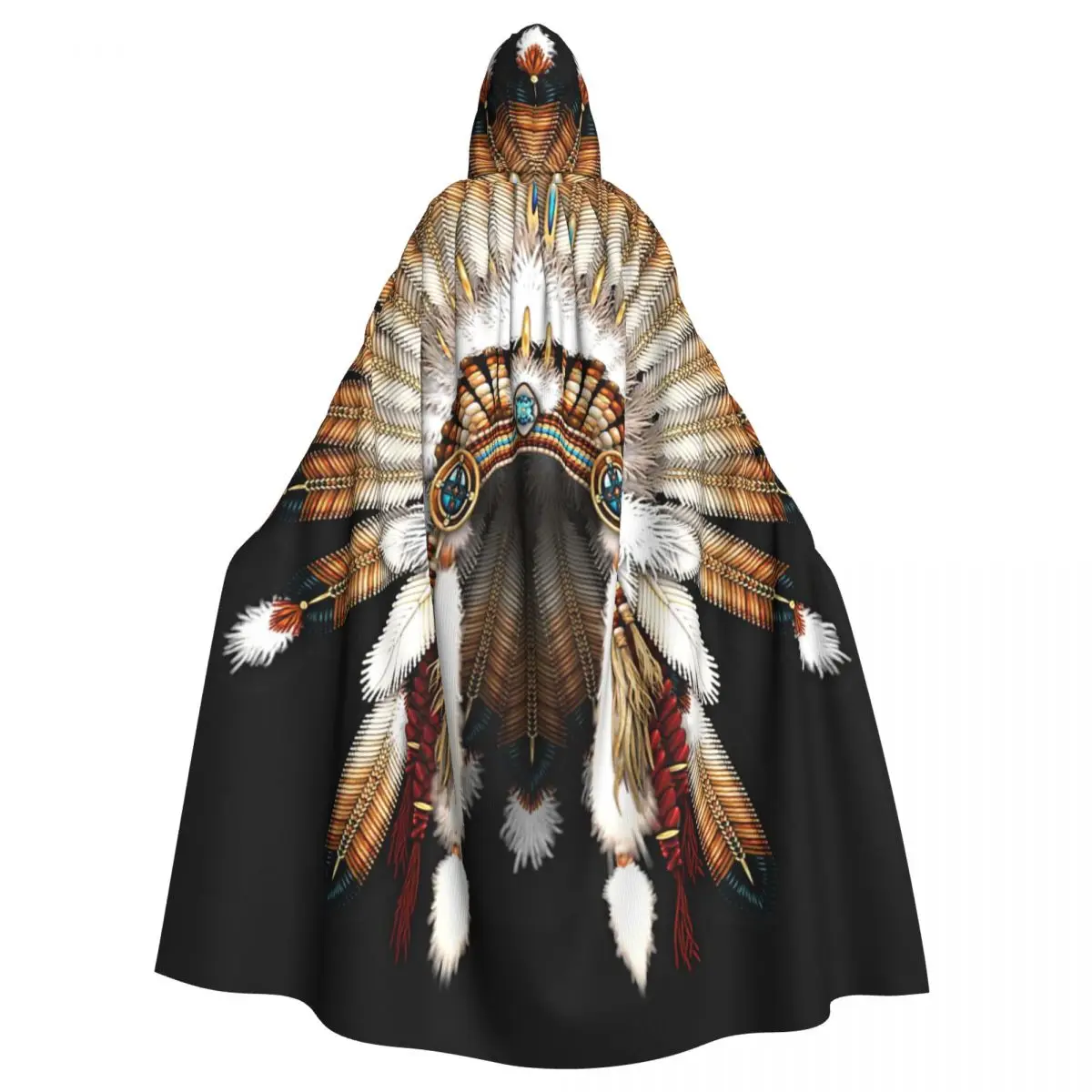 

Native American Warrior Chestplate In Bone And Turquoise Hooded Cloak Halloween Party Cosplay Adult Long Witchcraft Robe Hood