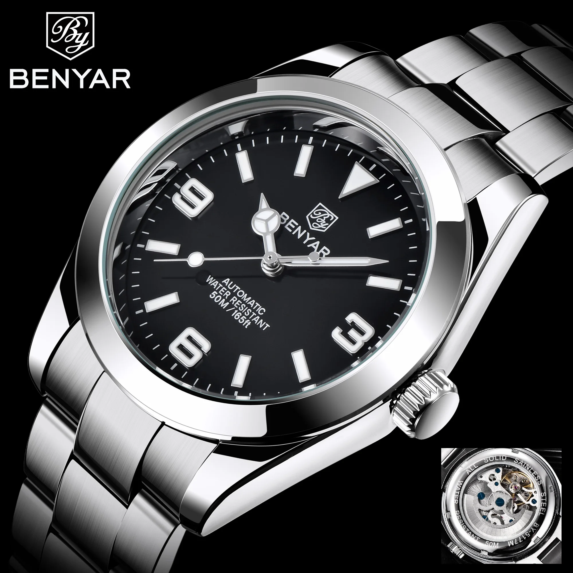 

BENYAR Clock Men Watches Automatic Mechanical Watches Men 5Bar Waterproof 2022 New Dress 316L Steel Wrist Watch Masculino BY5177
