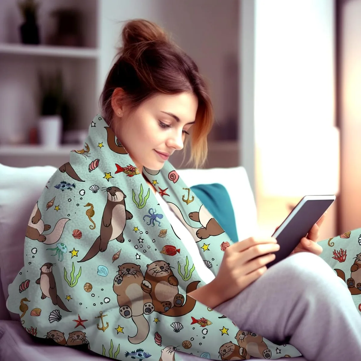 Одеяло с морскими выдрой супер мягкие теплые фланелевые одеяла постельные