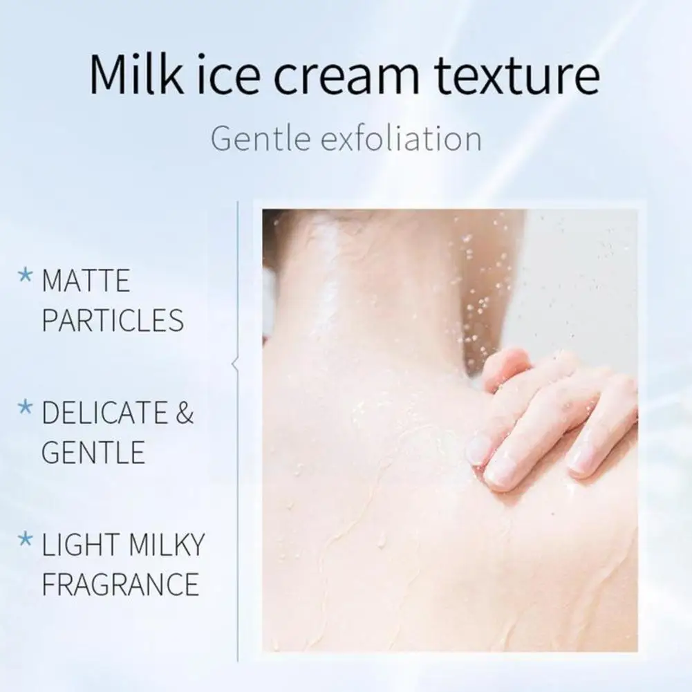 

100g Milk Body Scrub Deep Cleansing Exfoliating Whitening Moisturizing Pores Body Skin Acne Smoothing Reduce Cleanser Care Z3P7