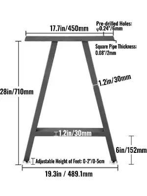 

Table Legs 28 x 17.7 inch A-Shaped Desk Legs Set of 2 Heavy Duty Bench Legs Rustic Metal Furniture Legs Wrought Iron Coffee Tabl