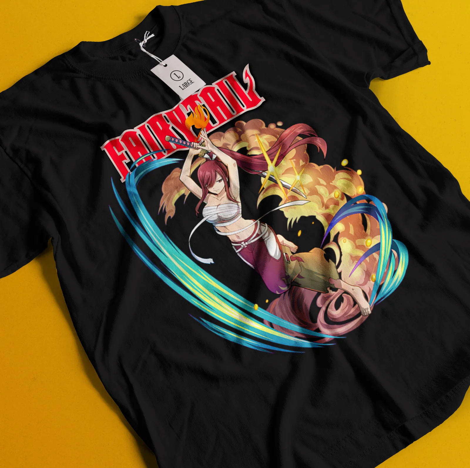Фото Рубашка Fairy Tail Футболка Нацу Драгнил Эрза Скарлет Футболка Люси Счастливая Роскошная футболка №1