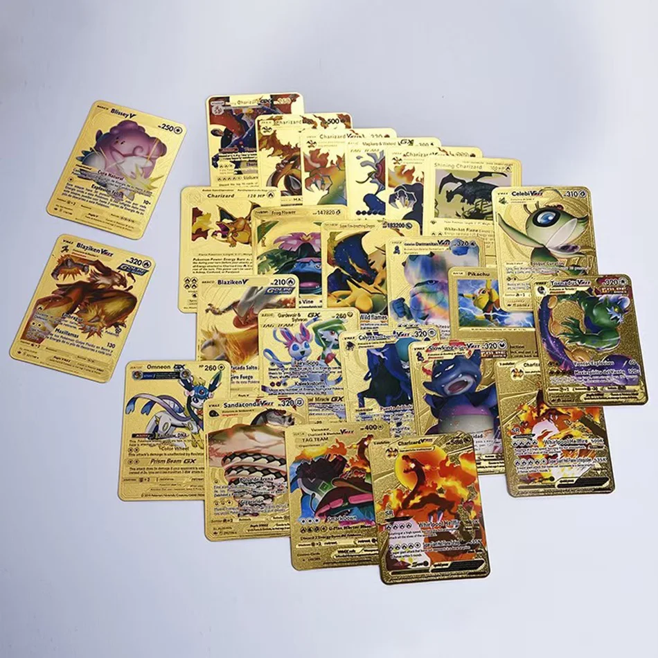 Карты Pokemon 27-54 шт./компл. металлическая Золотая энергетическая карта Vmax GX Charizard