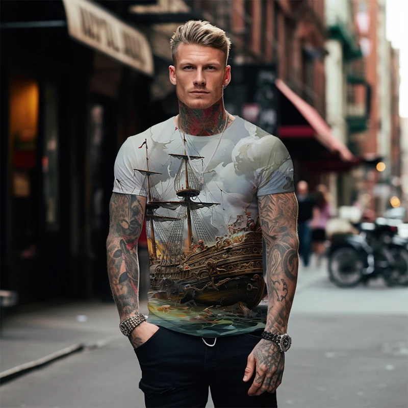 

Outdoor Sports Leisure T-shirt Fashion 3D Printing T-shirt Men's Loose T-shirt Top Summer Basic Round Neck Short Sleeve T-shirt