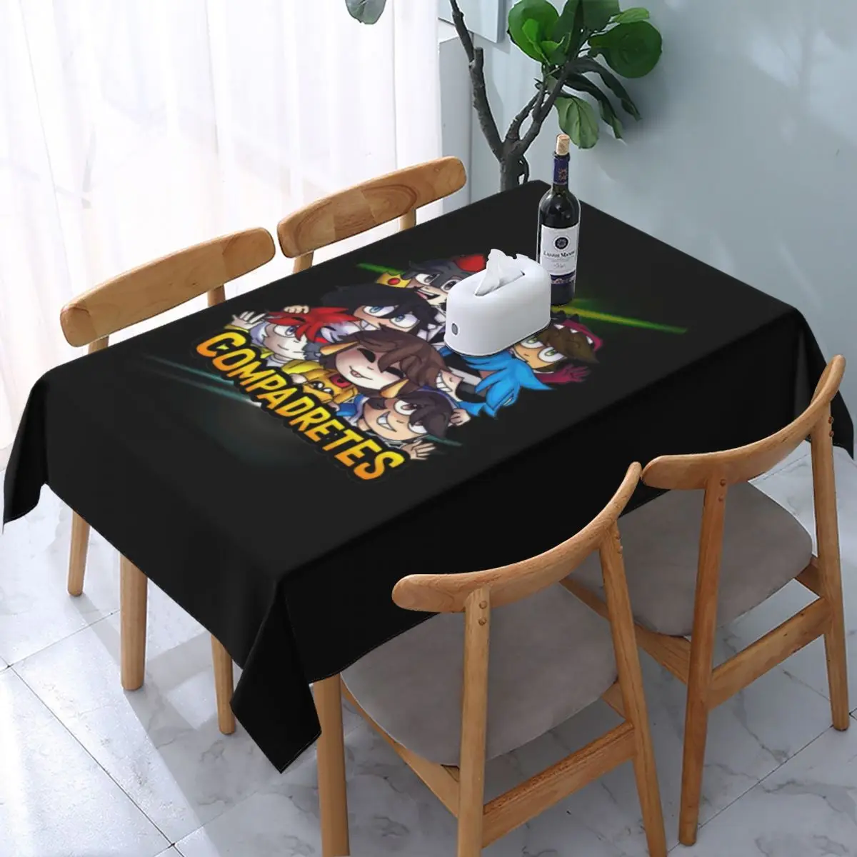 

Rectangular Fitted Compadretes Group Table Cloth Oilproof Tablecloth 40"-44" Table Cover Backed with Elastic Edge