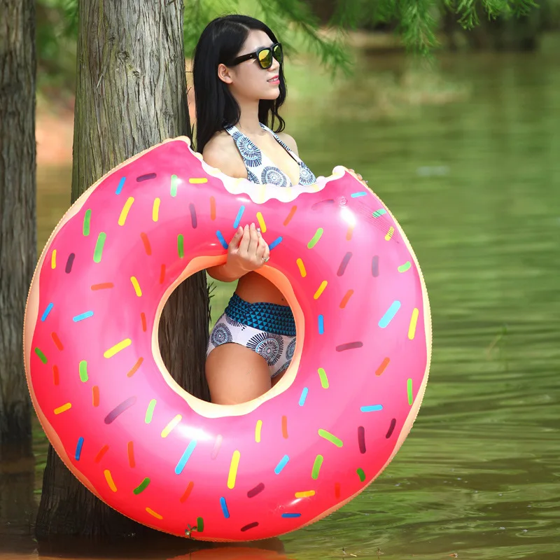 

Two-color PVC Donut Swimming Ring PVC Inflatable Floating Ring Lifebuoy Enlarged And Thickened Crystal Swimming Ring 60-100 Size