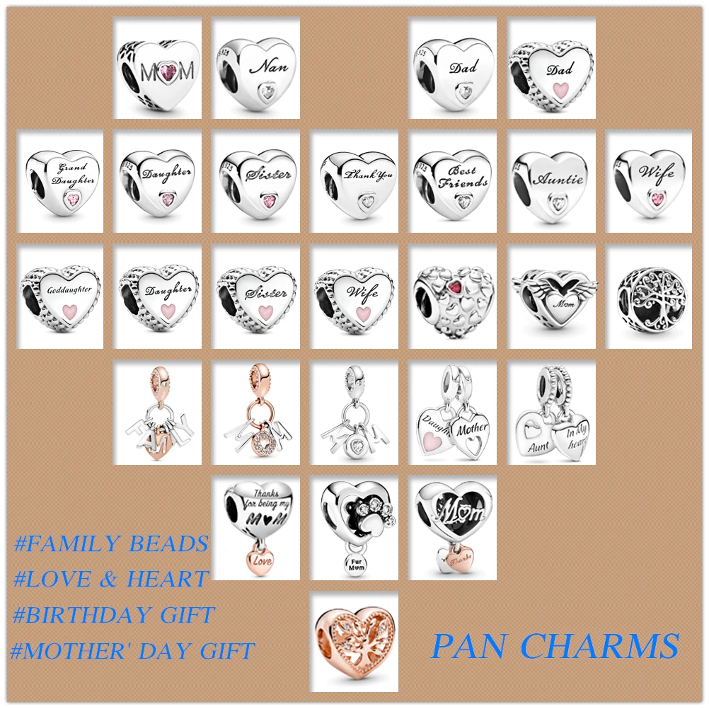 

Wholesale 30% Silver High Quality Jewelry Fit Original Charm Bracelet Dad Mom Son Daughter Love Heart Family Bead