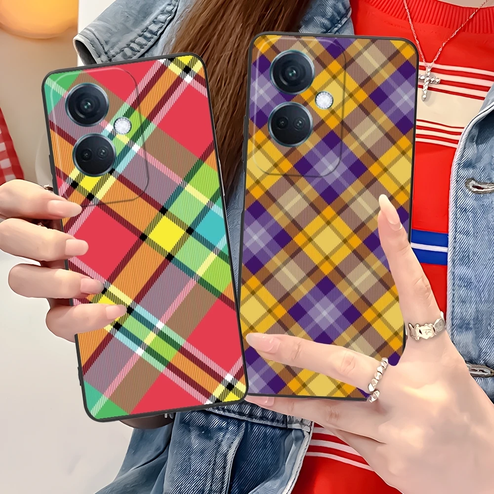 Lattice Grid Texture Mobile Cell Phone Case for OPPO Find X5 X3 X2 A93 Reno 8 7 Pro A74 A72 A53 Black Soft Cover Shell