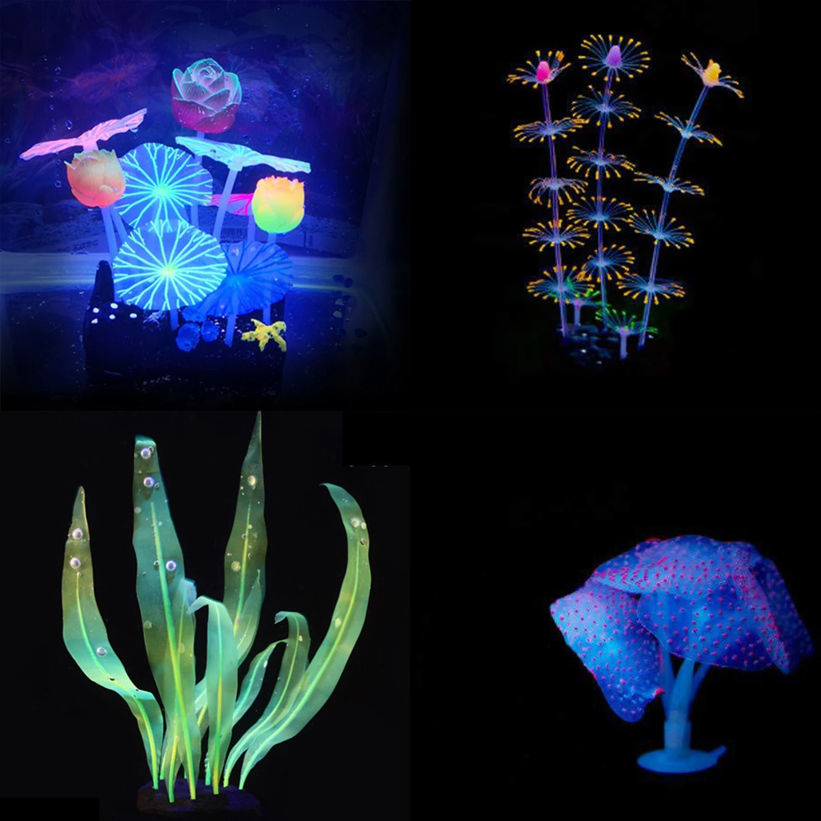 

4pcs/set Fish Tank Glowing Effect Landscape Multifunction DIY Aquarium Decoration Underwater Snake Crafts Silicone Home Decor