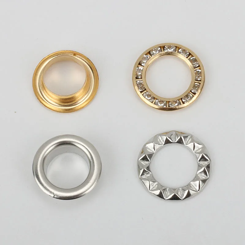 

100 sets Brass Rhinestone Diamonds Grommet Eyelets with Washers Setting Tool Kit Mold Hole Punch Cutter Leathercraft Shoes Cap