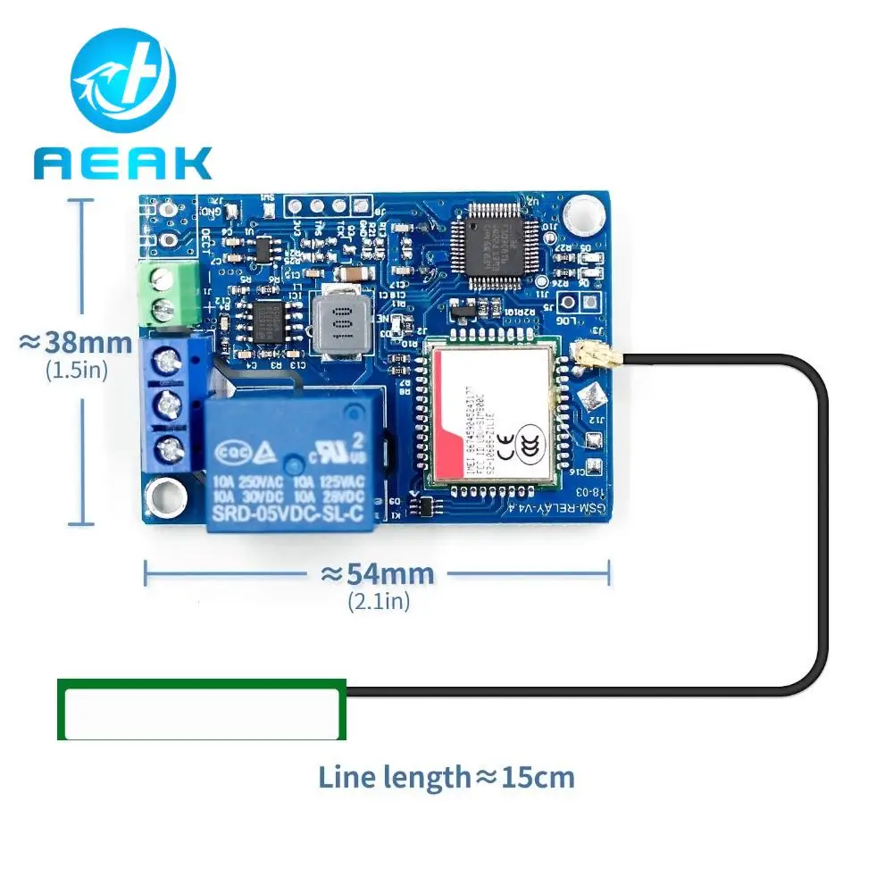 1-канальный релейный модуль SMS GSM с дистанционным управлением SIM800C STM32F103CBT6 для тепличного кислородного насоса