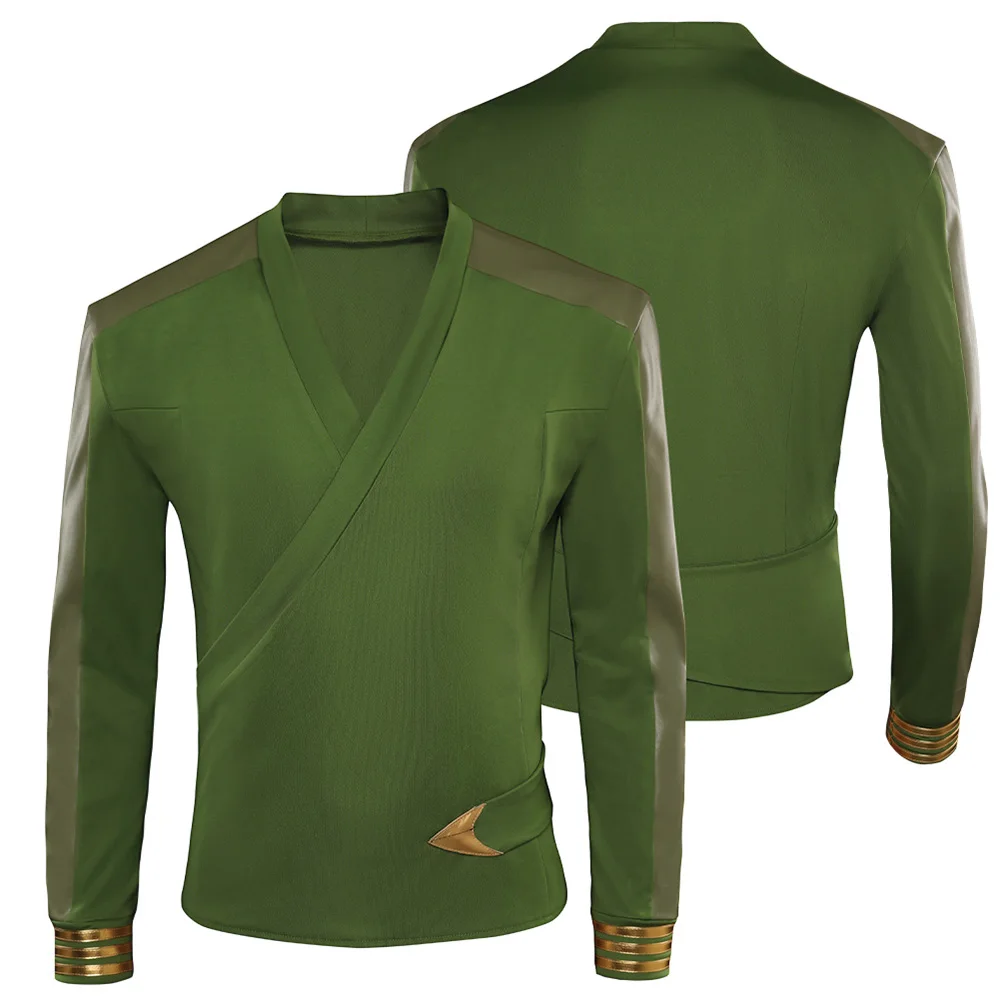 

Pike Cosplay Costume Adult Men Male Green Jacket Badge Coat Vest Role Playing Outfits Halloween Carnival Party Disguise T Shirt
