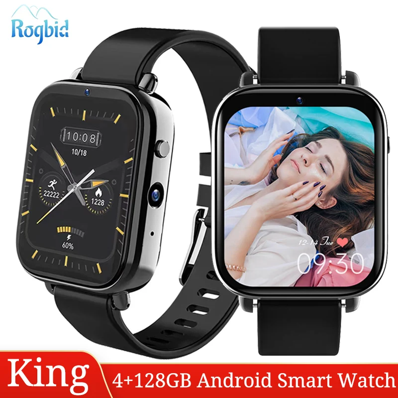 

Rogbid King Android 9.1 Ceramic 4G Smart Watch 4GB 128GB Dual Chip Dual Mode Quad Core Smartwatch Men 1.75" IPS Display GPS Wifi