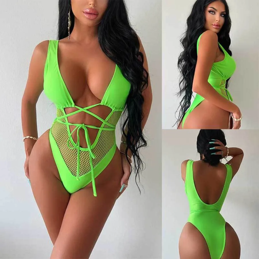 

Women Sexy One Piece Swimsuit 2023 Hollow Out Lace Up Bikini Sets for Gilrs Slim Swimwear Beachwear Bathing Suit Beach Outfits